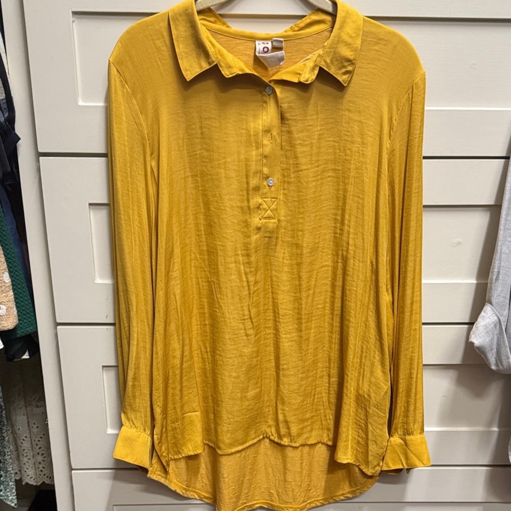 Anthropologie Dolan Left Closet Yellow Button-Up Women's Top medium petite mixed